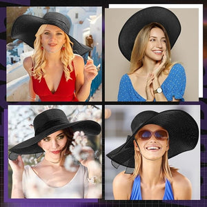 Women's Wide Brim Straw Sun Hat (Set of 12)