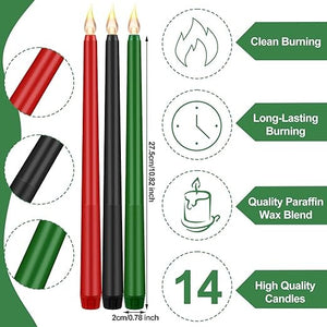 10.8" LED Taper Candles (Assorted Color, Set of 14)