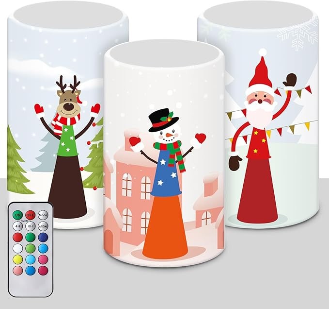 5" x 3" Christmas LED Candle with Remote (Set of 3)