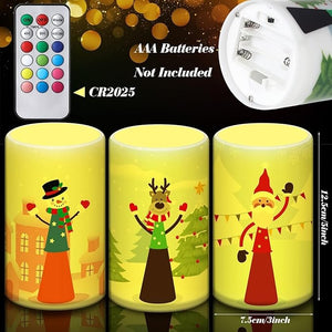 5" x 3" Christmas LED Candle with Remote (Set of 3)