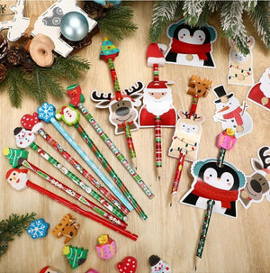 Christmas Pencil with Eraser & Card Set (Set of 120)