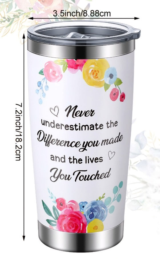 20oz Floral Tumbler with stainless steel lid and straw (Set of 6)
