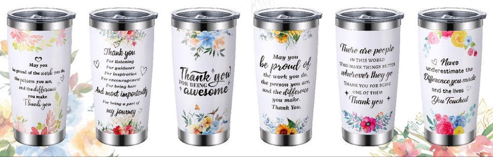 20oz Floral Tumbler with stainless steel lid and straw (Set of 6)