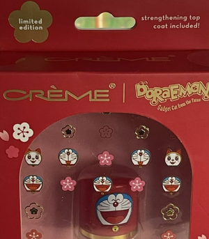 The Crème Shop x Doraemon Nail Kit – 50 Nail Decals + Clear Top Coat Polish