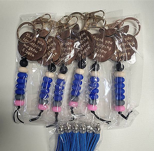 Wooden Keychain Lanyard (Blue, Set of 6)