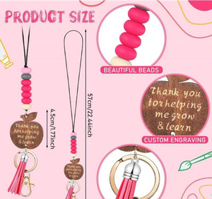 Wooden Keychain Lanyard (Hot Pink, Set of 5)