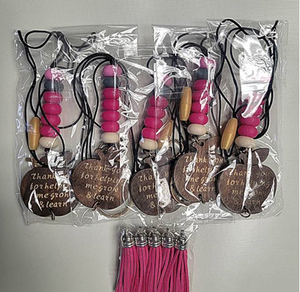 Wooden Keychain Lanyard (Hot Pink, Set of 5)