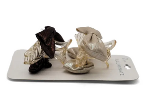2-Pack Bow Hair Claw Clip Set – Neutral Champagne & Brown