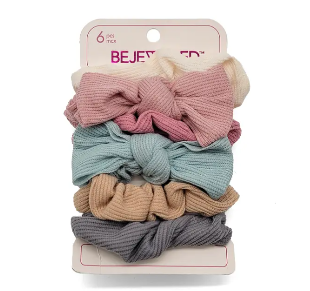 6-PCS Corduroy Scrunchie Set – Soft Neutrals & Bow Detail