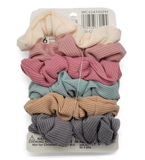 6-PCS Corduroy Scrunchie Set – Soft Neutrals & Bow Detail