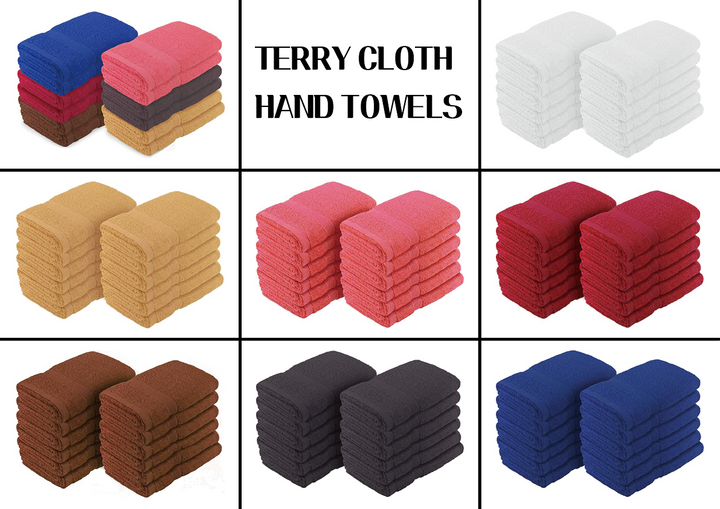 Fast Drying Absorbent 100% Cotton Hand Towel 12-Pcs Set, 16”x 27”