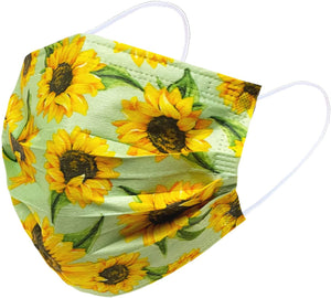 Everydayspecial Disposable Safety Mask 3 Layer Protection Face Mask for Adults 50 pcs (Sunflower Assortment)