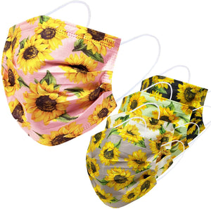 Everydayspecial Disposable Safety Mask 3 Layer Protection Face Mask for Adults 50 pcs (Sunflower Assortment)