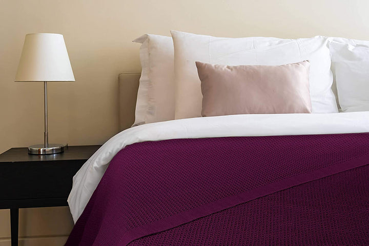 [Plum] Crover Thermal Waffle 100% Cotton Wave Blanket (Twin / Queen / King)