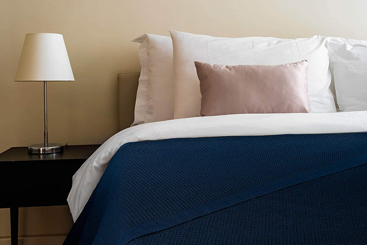 [Deep Blue] Crover Thermal Waffle 100% Cotton Wave Blanket (Twin / Queen / King)