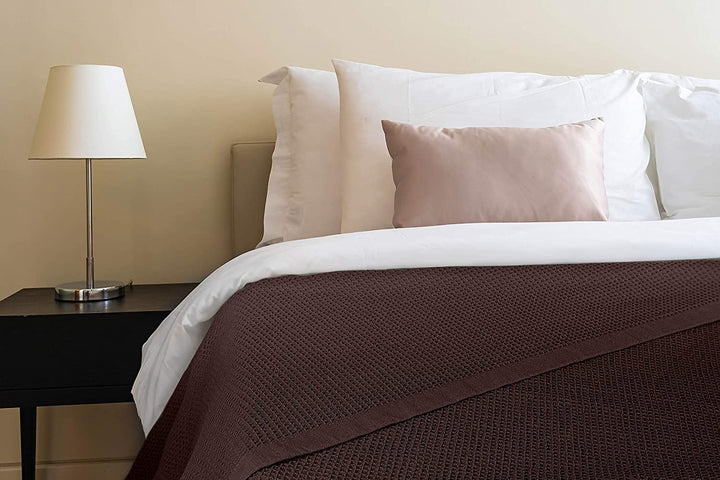 [Brown] Crover Thermal Waffle 100% Cotton Wave Blanket (Twin / Queen / King)