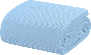 [Cashmere Blue] Crover Thermal Waffle 100% Cotton Wave Blanket (Twin / Queen / King)