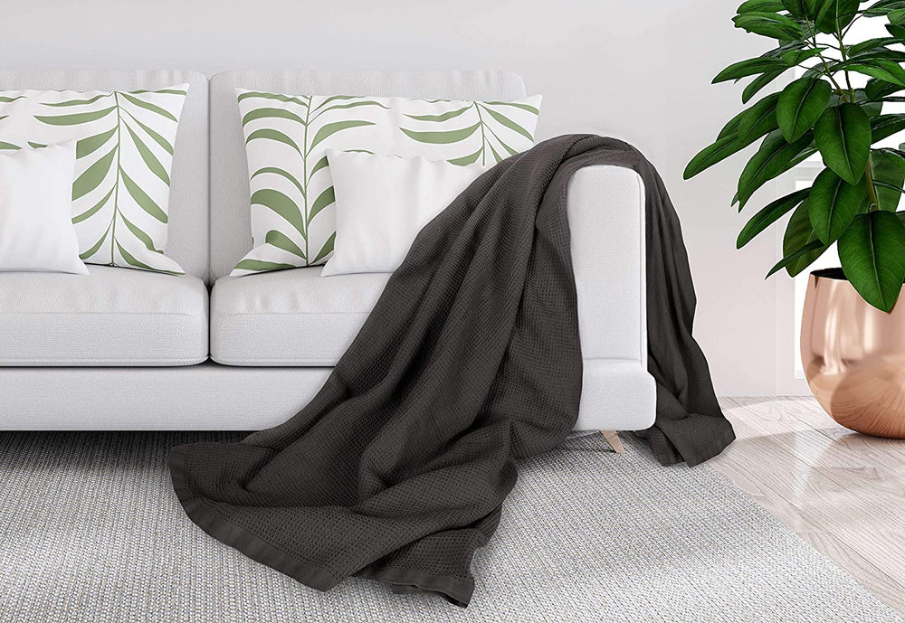 [Dark Grey] Crover Thermal Waffle 100% Cotton Wave Blanket (Twin / Queen / King)