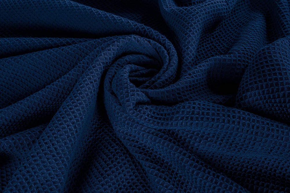 [Deep Blue] Crover Thermal Waffle 100% Cotton Wave Blanket (Twin / Queen / King)