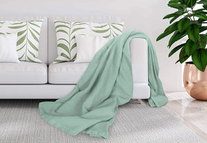 [Misty Green] Crover Thermal Waffle 100% Cotton Wave Blanket (Twin / Queen / King)