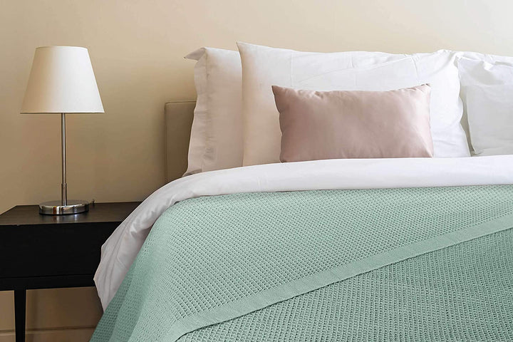 [Misty Green] Crover Thermal Waffle 100% Cotton Wave Blanket (Twin / Queen / King)