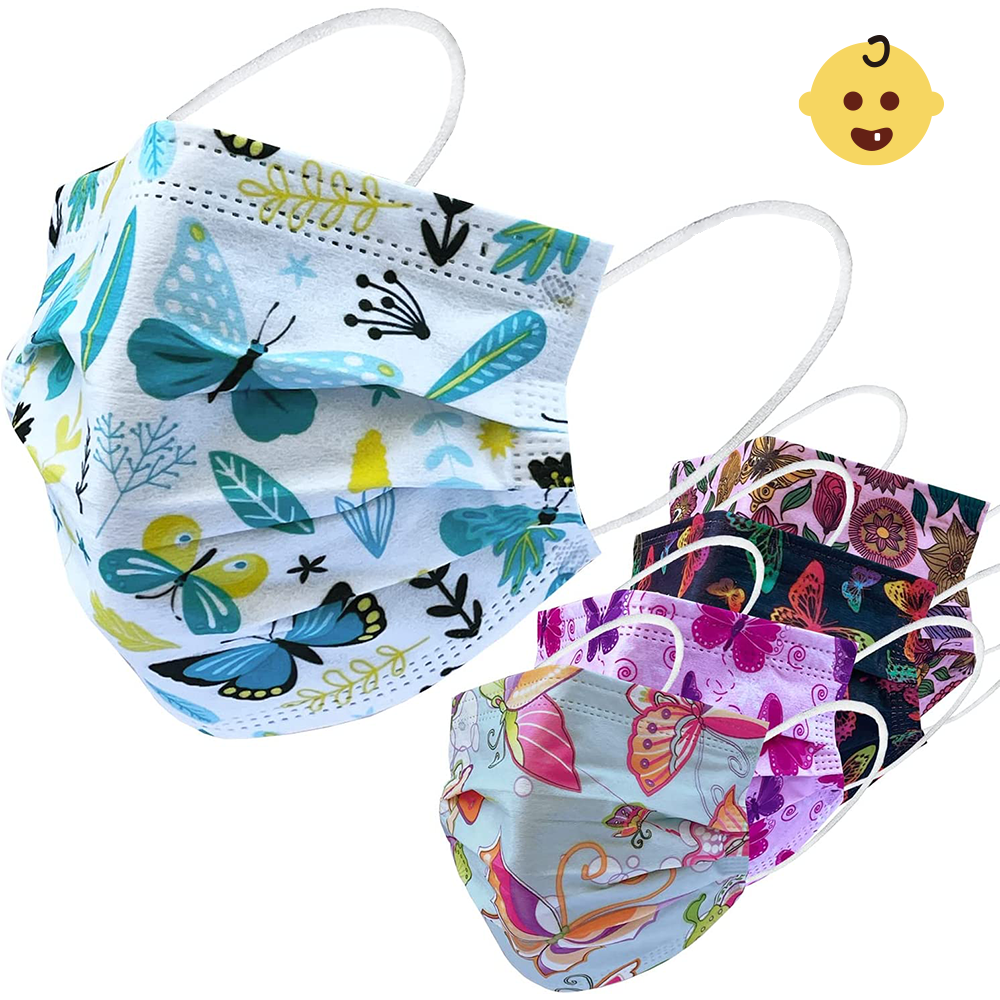 [Kids] Everydayspecial Disposable Safety Mask 3 Layer Protection Face Mask for Kids 50 pcs (Butterfly Assortment Kids)