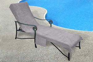 Pool Side Lounge Chair Chaise 100% Cotton Cover with Side Pocket (Various Colors) - EverydaySpecial