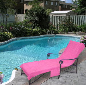 Pool Side Lounge Chair Chaise 100% Cotton Cover with Side Pocket (Various Colors)