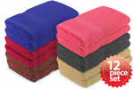 Fast Drying Absorbent 100% Cotton Hand Towel 12-Pcs Set, 16”x 27”
