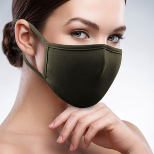 2-Layer Reusable 3D Cotton Face Mask with Filter Pocket (Army Khaki) - EverydaySpecial