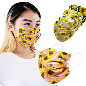 Everydayspecial Disposable Safety Mask 3 Layer Protection Face Mask for Adults 50 pcs (Sunflower Assortment)