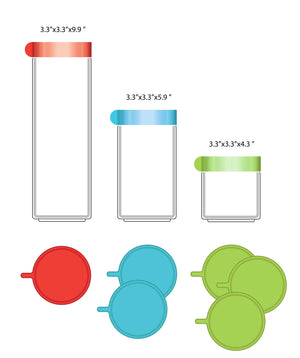 Glasslock Screw Top Block Round Canisters with Color Lids, 12-Pcs Set - EverydaySpecial