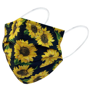 Disposable Safety Mask 3 Layer Protection Face Mask for Adults 50 pcs (Sunflower Print)