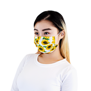 Disposable Safety Mask 3 Layer Protection Face Mask for Adults 50 pcs (Sunflower Print)