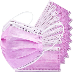 Disposable Mask 3 layer Protection Adult Face Mask 50 pcs (Pink)